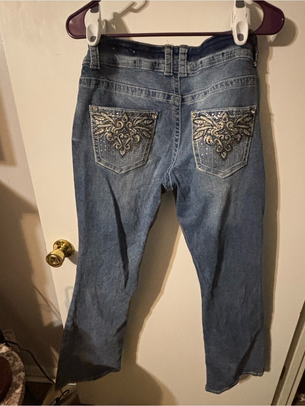 Copper Flash women’s blue jean, little flare at bottom. Bejeweled!